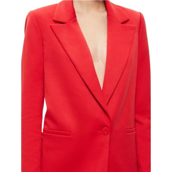 ALICE + OLIVIA DENNY NOTCH COLLAR RED BOYFRIEND BLAZER sz 12 NWT - Picture 7 of 11